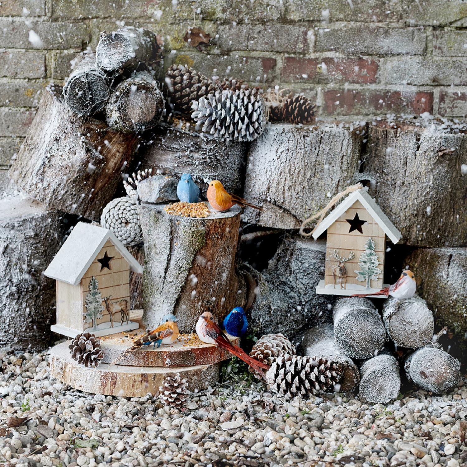 Декор Птица белая/бежевая/янтарная с хвостом из перьев на клипсе 4,5х15х5,5см 2шт/уп 6 в ассорт