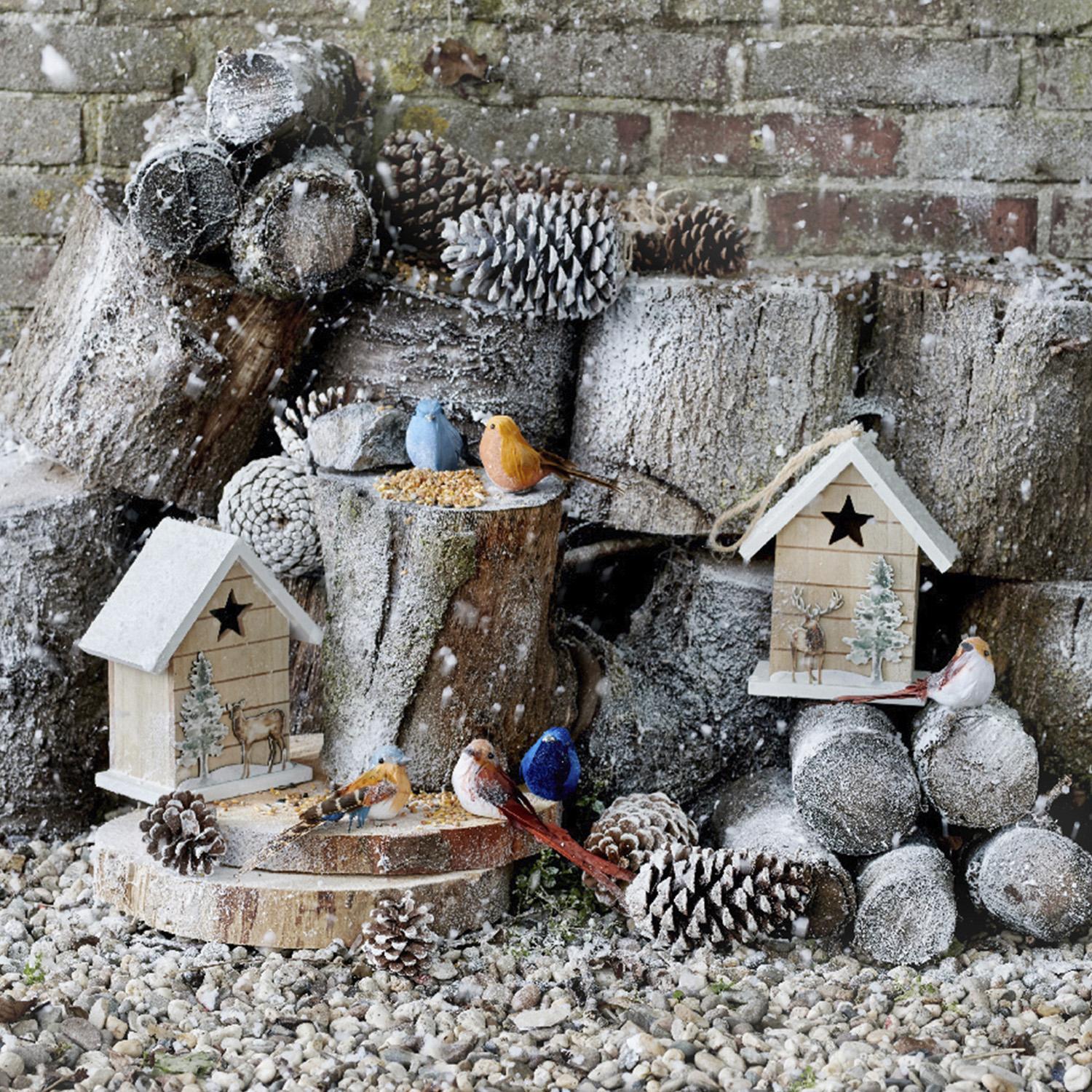 Декор Птица синяя/голубая/янтарная 6см 2шт/уп  3 в ассорт