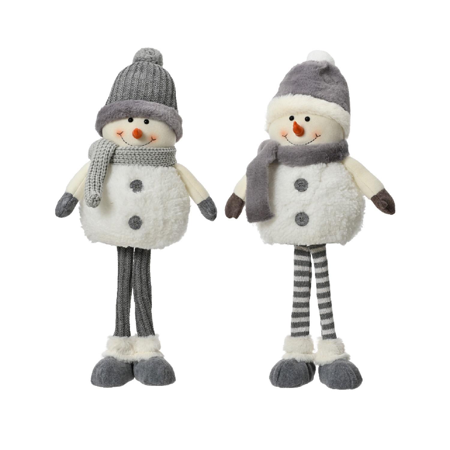 Декорация Снеговик белый  в серой шапке и шарфе 20х12х50см 2 в ассорт