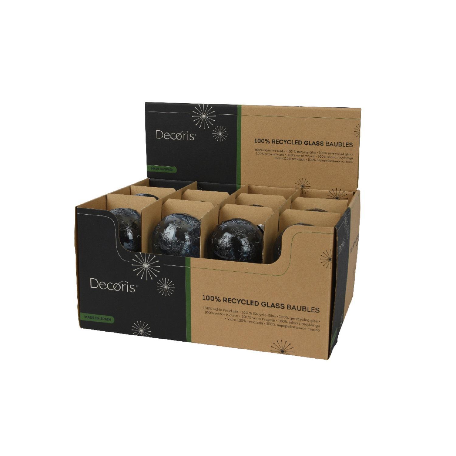 Шар стекло синий/голубой прозрачный со снежинкой d10см 2 в ассорт