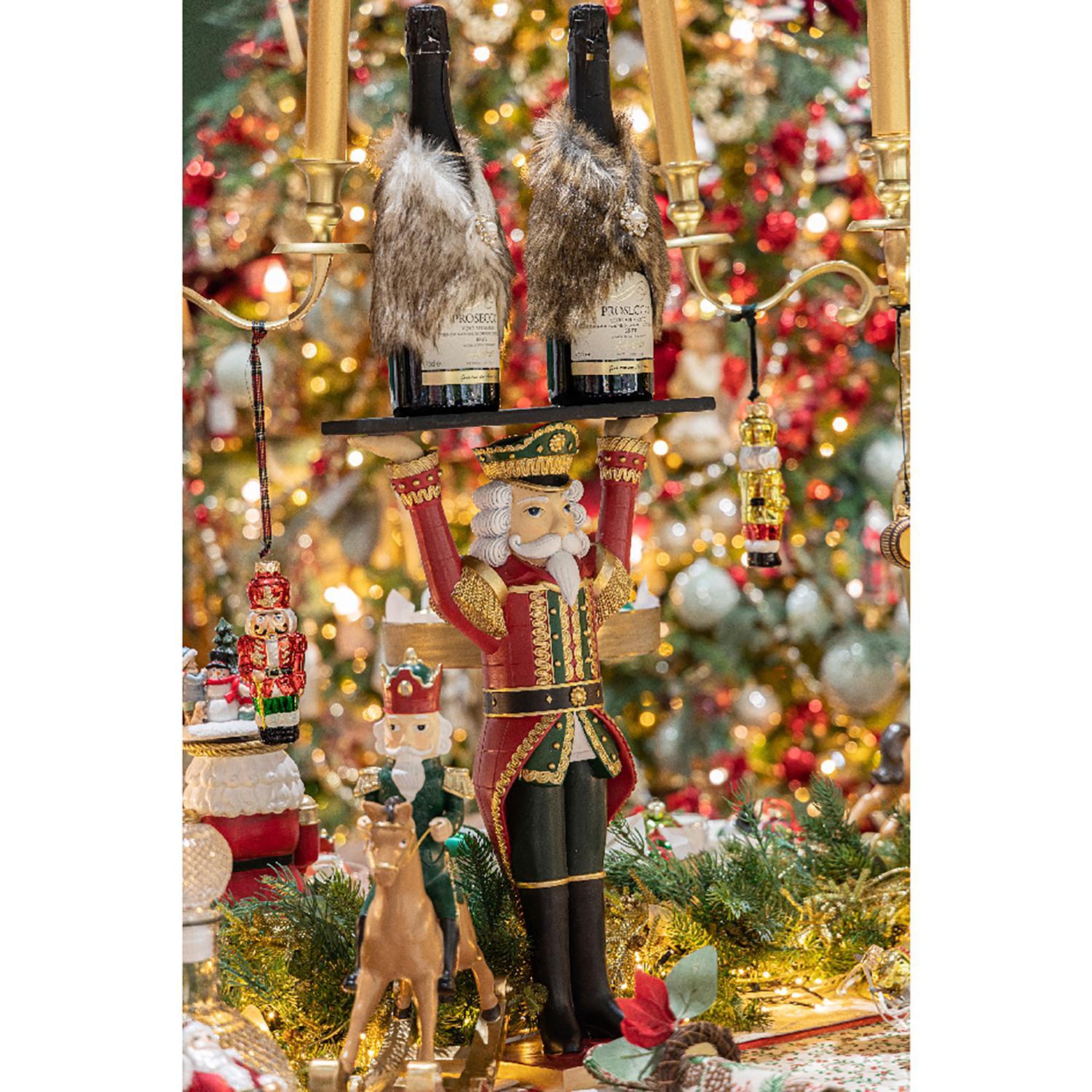 Декорация Щелкунчик в красном мундире с подносом 16,8х29,5х52см