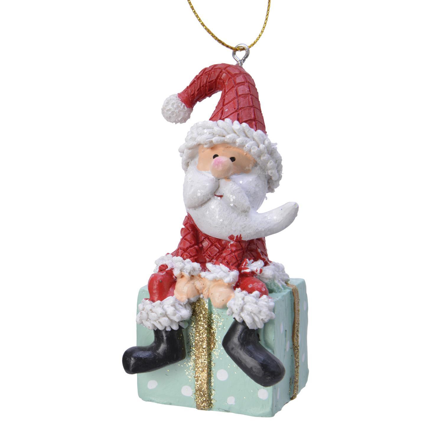 Декор Дед Мороз на подарке  11,0х5,0х4,5см  2в ассорт