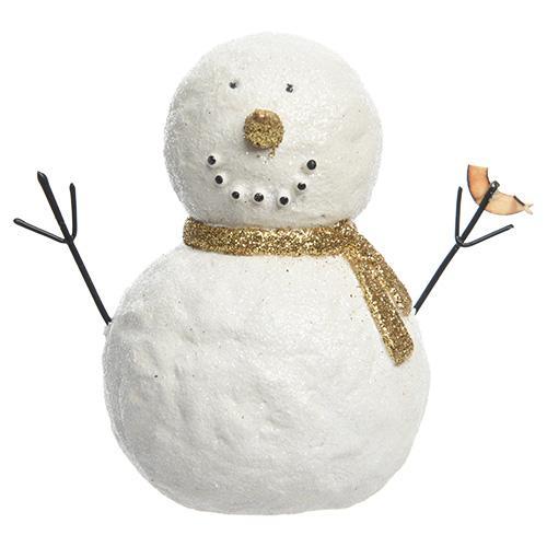 Декор Снеговик  5,5x9,5х8см белый с золотым шарфом