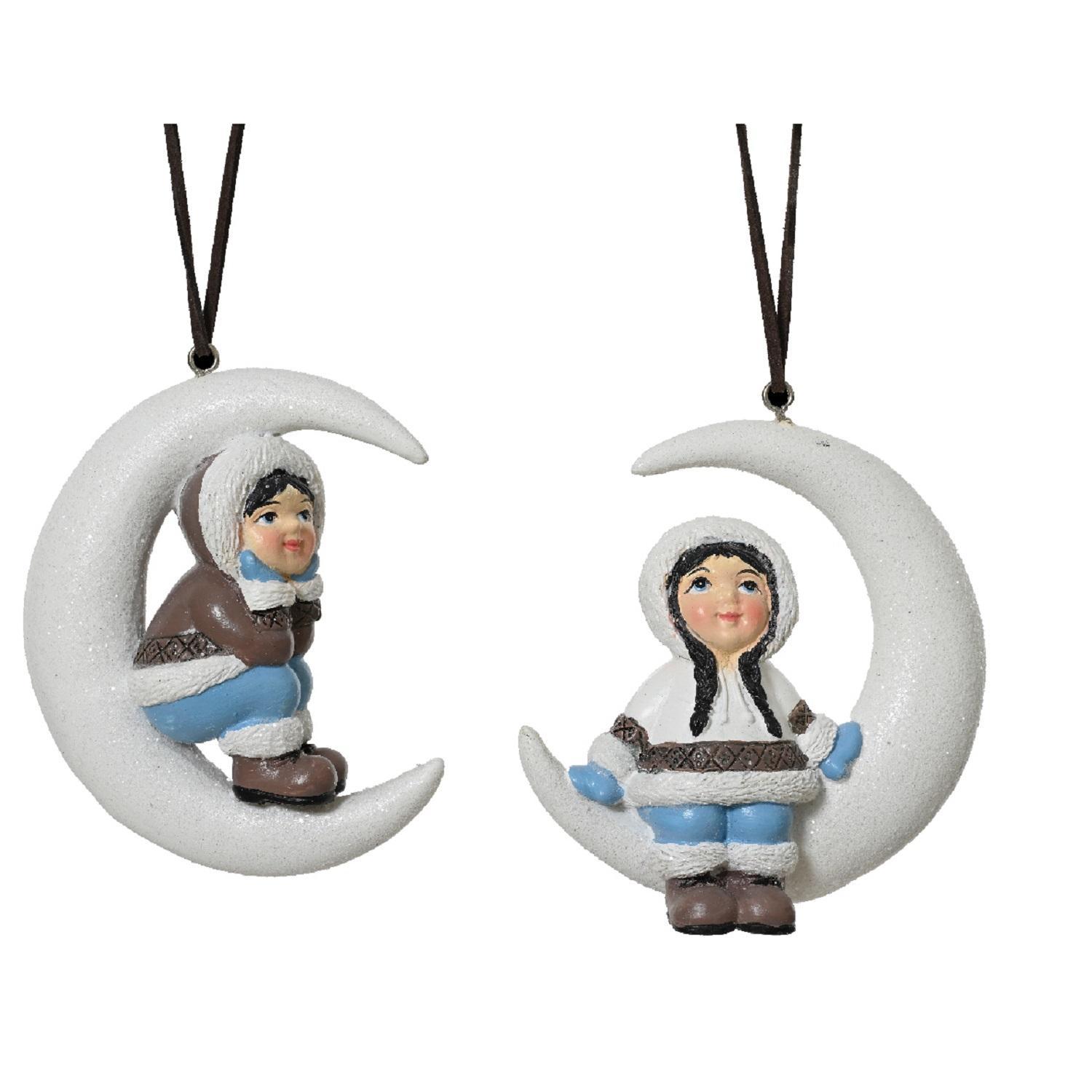 Декор Мальчик/Девочка на месяце 11х10х4см 2 в ассорт