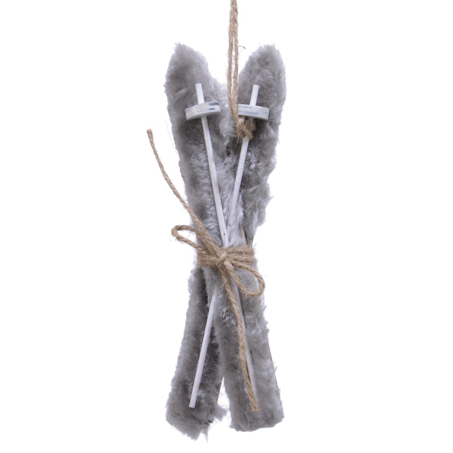 Декор Лыжи меховые с палками 17см  3 в ассорт