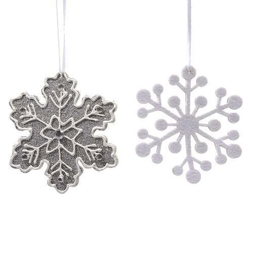 Декор Снежинка серебристая с блеском и стразами 12 см