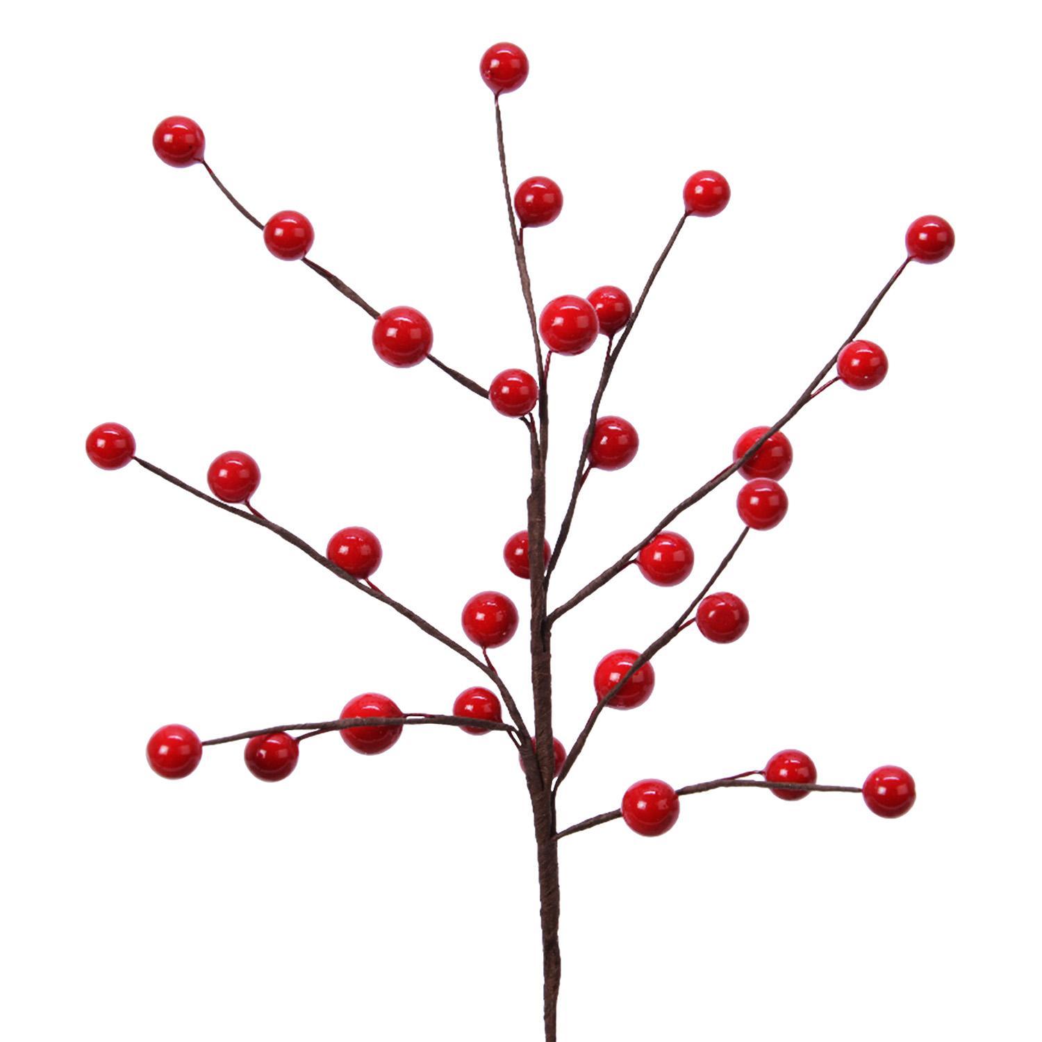 Веточка декоративная  26см с красными ягодами ВПС