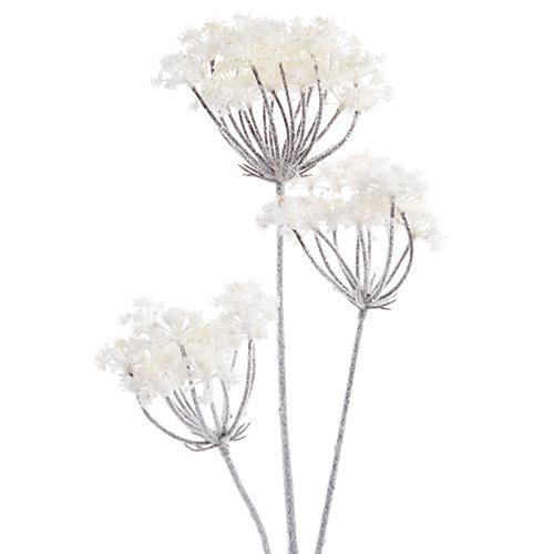 Декор Орхидея/Соцветие Зонтик на стебле белый заснеженный 78см
