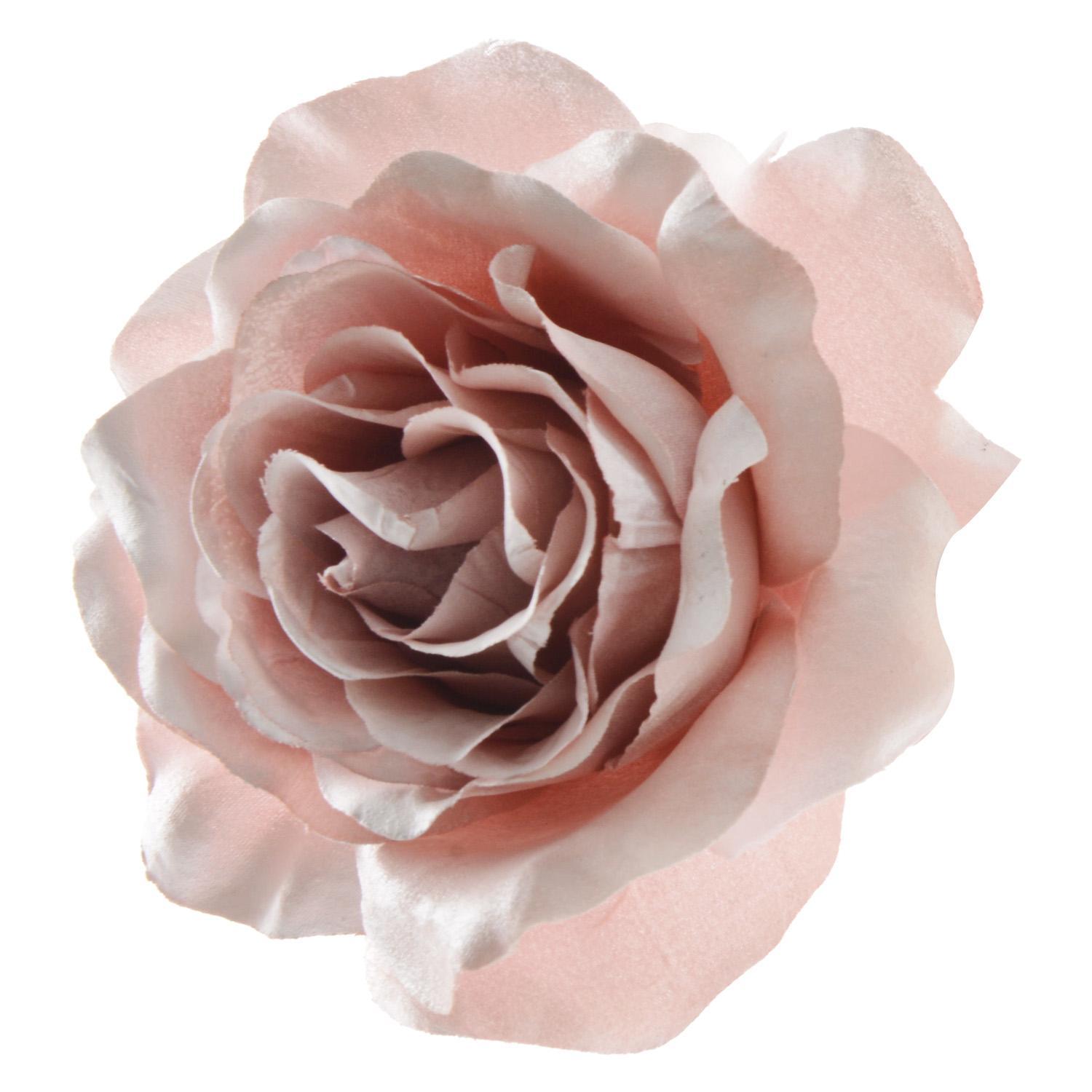 Декор Роза белая/персиковая/розовая на клипсе d14см 3 в ассорт