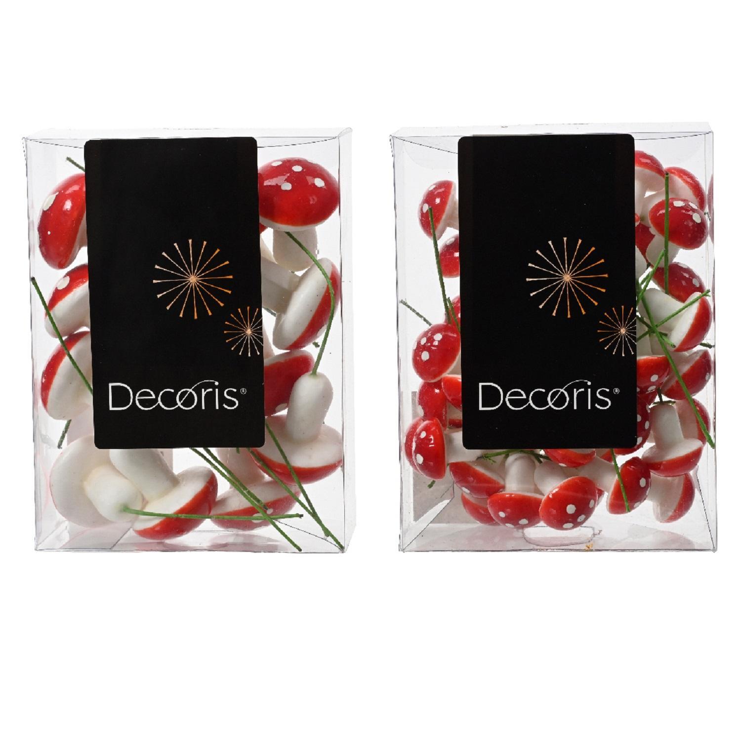 Декор Мухоморы на проволоке 2,5см - 45шт/3см-15шт  2 в ассорт