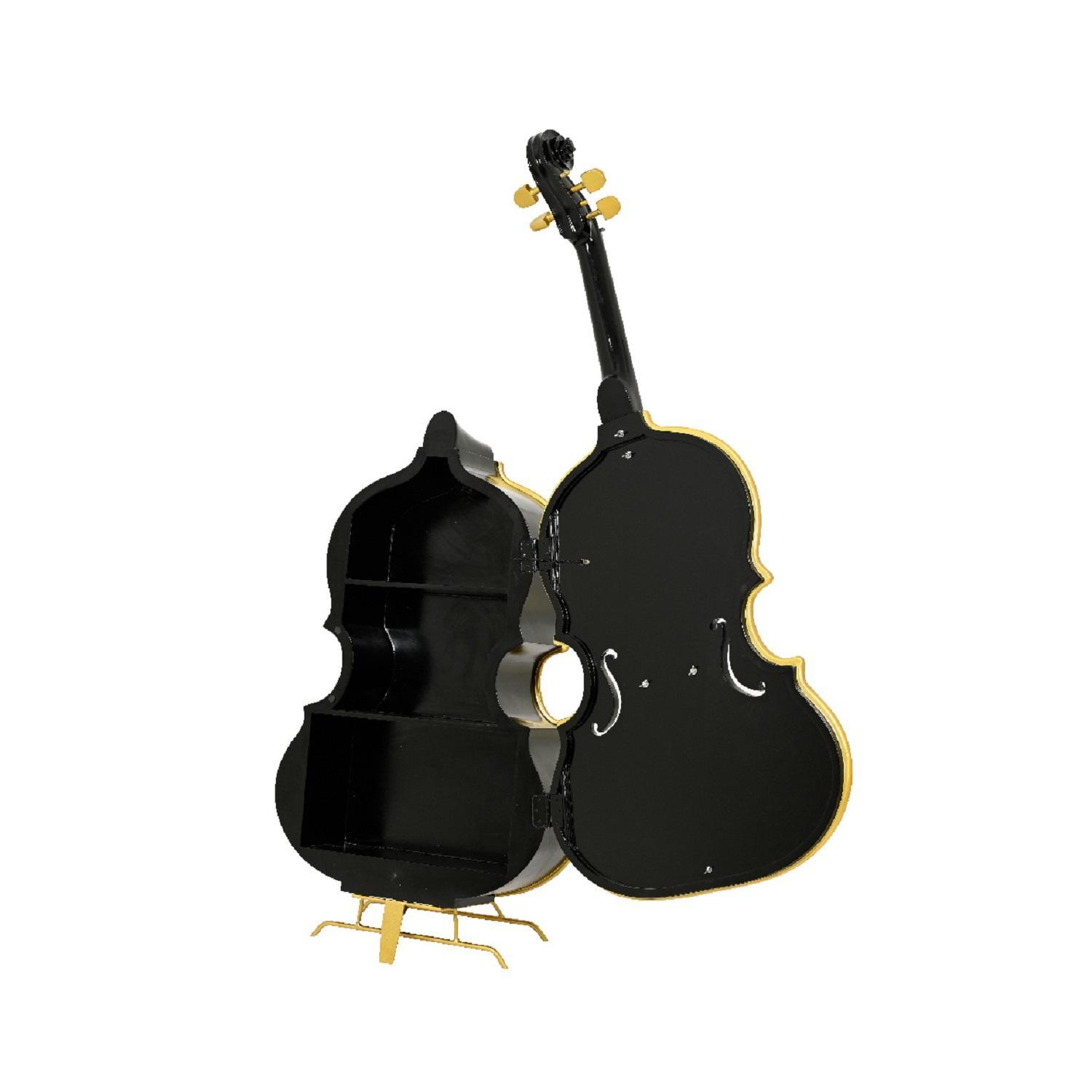 Декорация Контрабас-бар черный с золотой окантовкой 188х77х46см