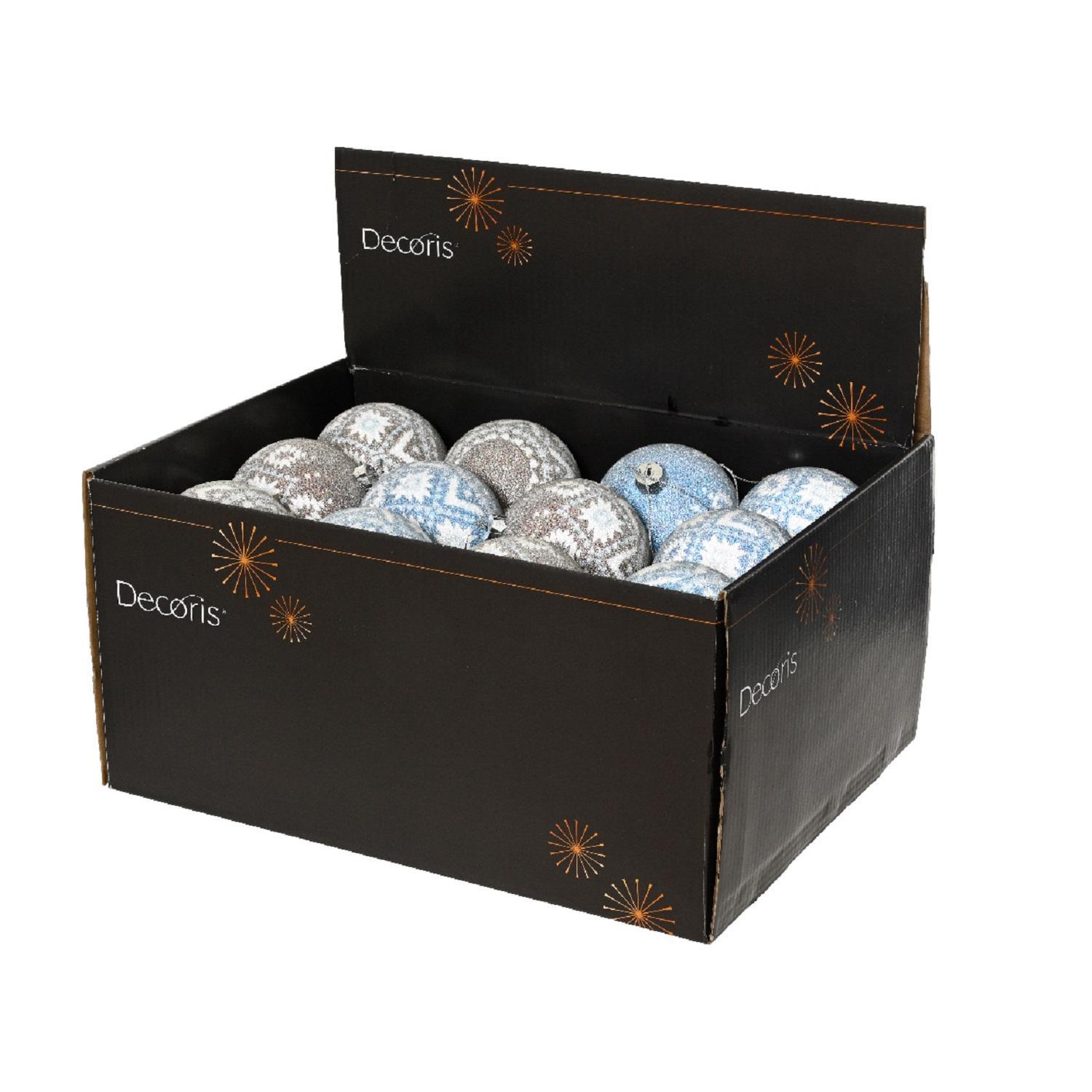 Шар голубой/серый с орнаментом d8см 2 в ассорт