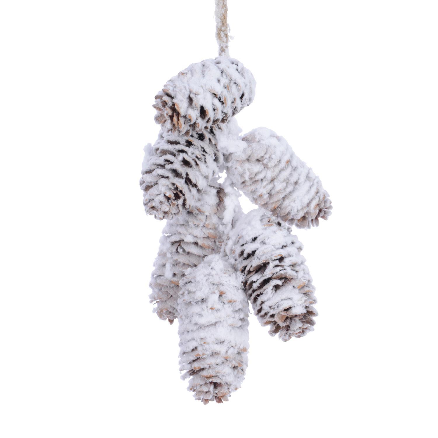 Декор Шишки заснеженные с блеском в связке 18х11х5,5см