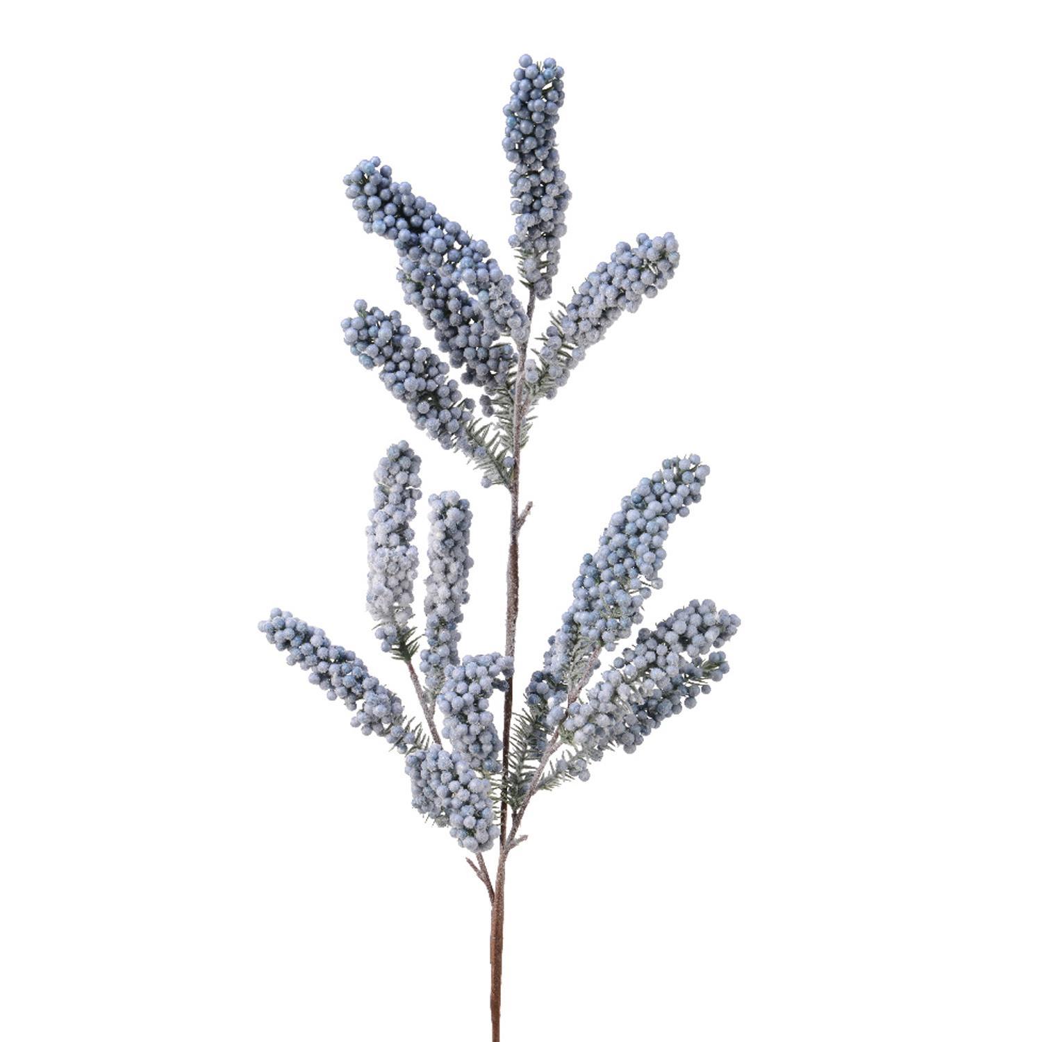 Веточка декоративная  80см со снежными синими ягодами