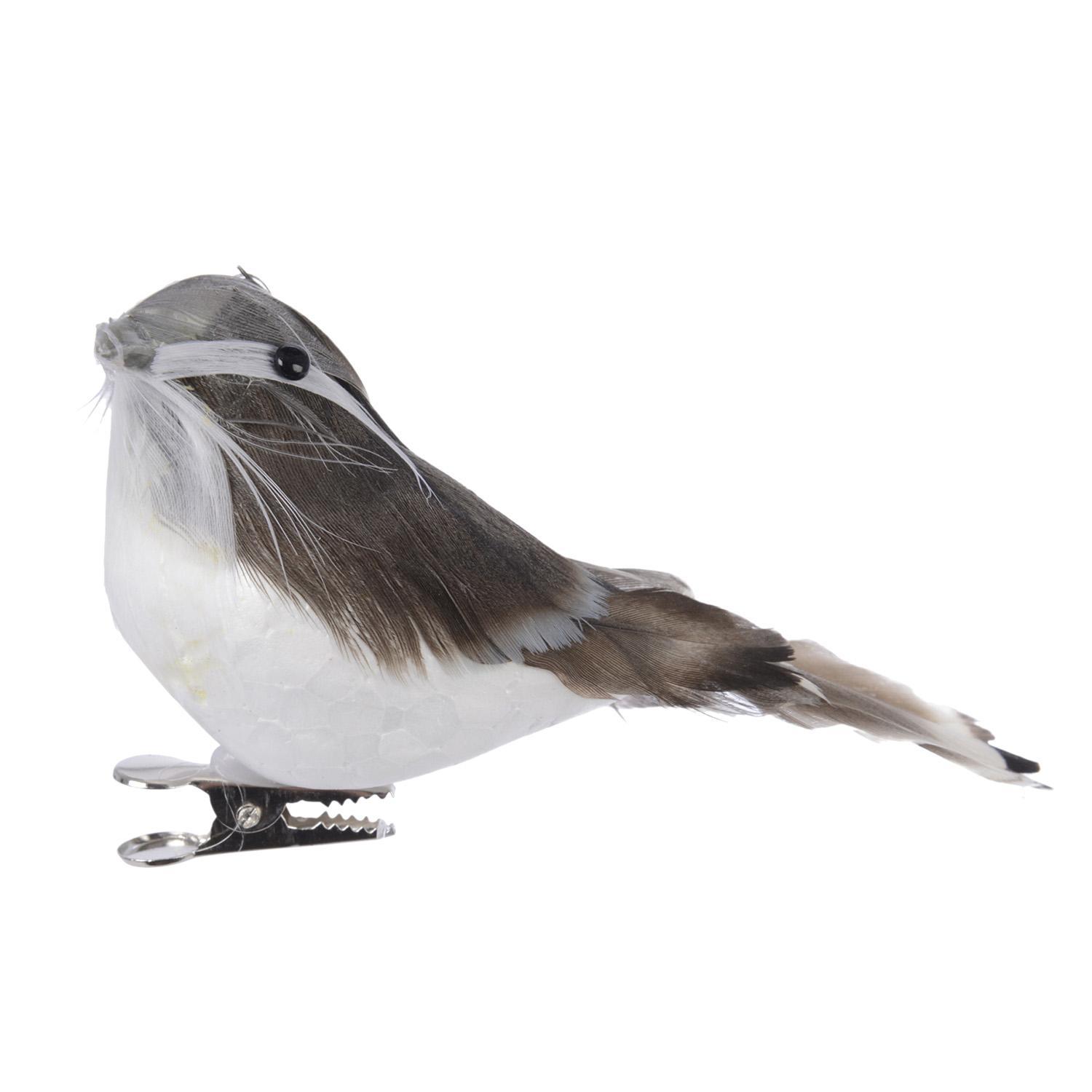 Декор Птички из перьев натуральные 11см 2шт/уп