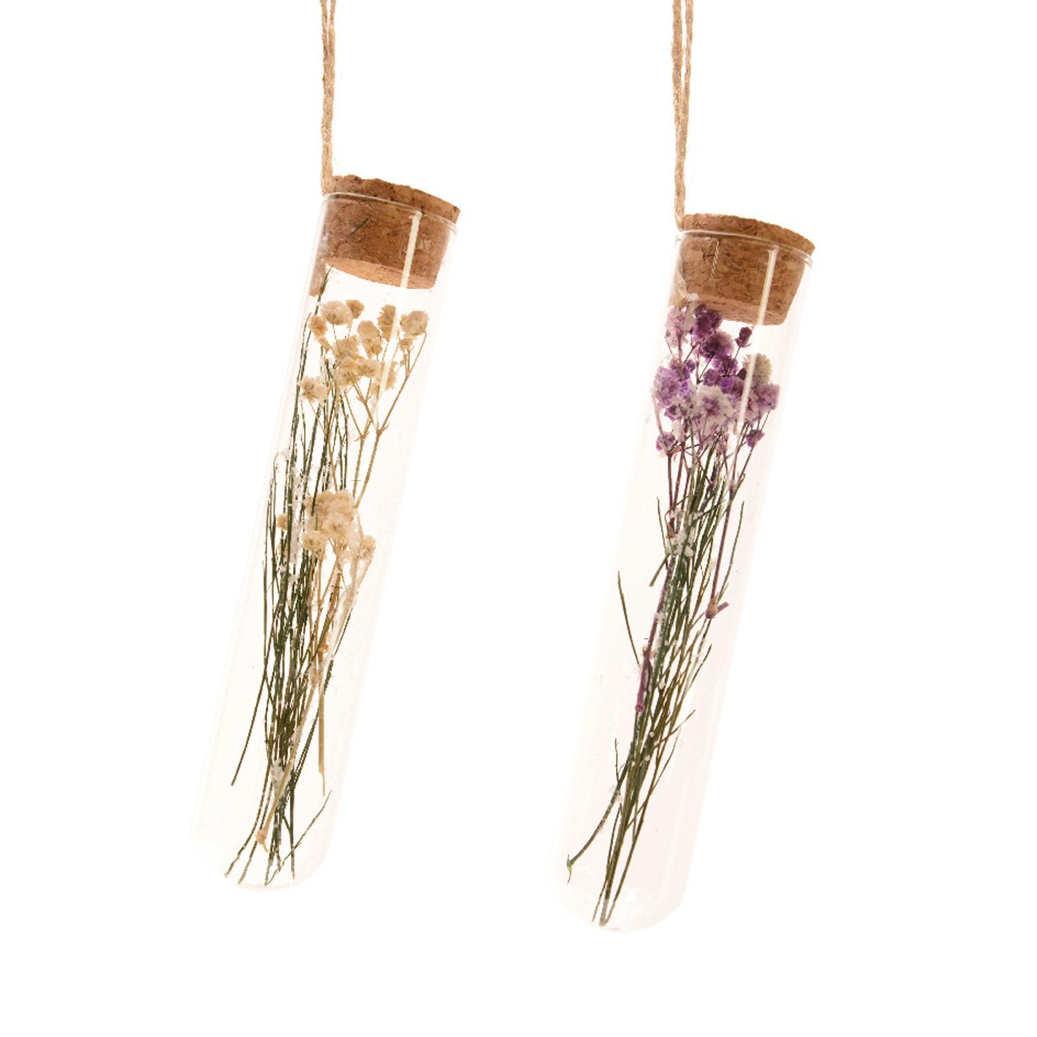 Декор Колбы стекло с сухоцветами 15см 2 в ассорт