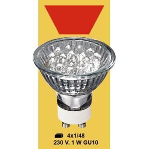 Лампочка GU10 LED красная 230V 1W indoor