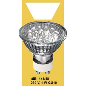 Лампочка GU10 8диодов LED теплобелая  230V 1W indoor