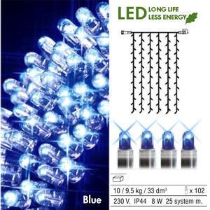 Гирлянда занавес    1x2м голубая кабель черный дополнительная 102диода LED outdoor