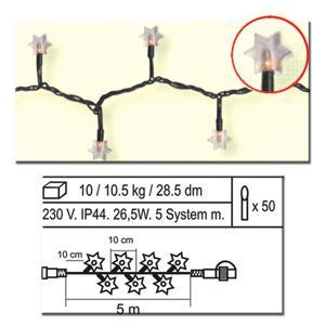 Гирлянда      5м теплобелая Звездочки кабель черный дополнительная 50ламп EXPO outdoor