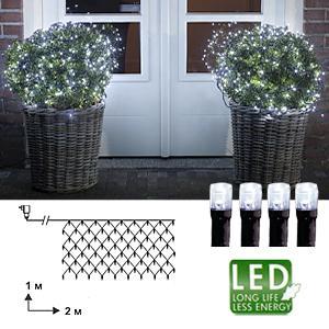 Гирлянда сетка     2х1м холоднобелая  90диодов LED outdoor