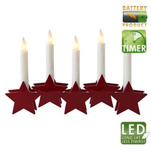 Светильник LED Звезда красная 17х27см на батарейках 3хАА 5LED indoor