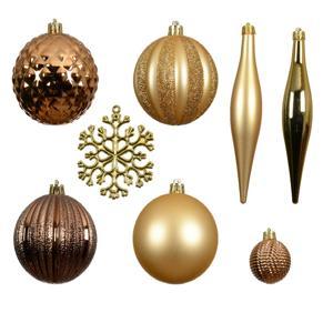 Набор елочных игрушек золото/эспрессо/бренди   фигурки и шары d8см 46шт/уп