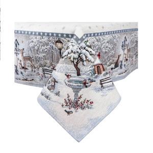 Скатерть Сказочный лес 137х240см гобелен с микрофиброй и с серебристым люрексом  MICRO854-240