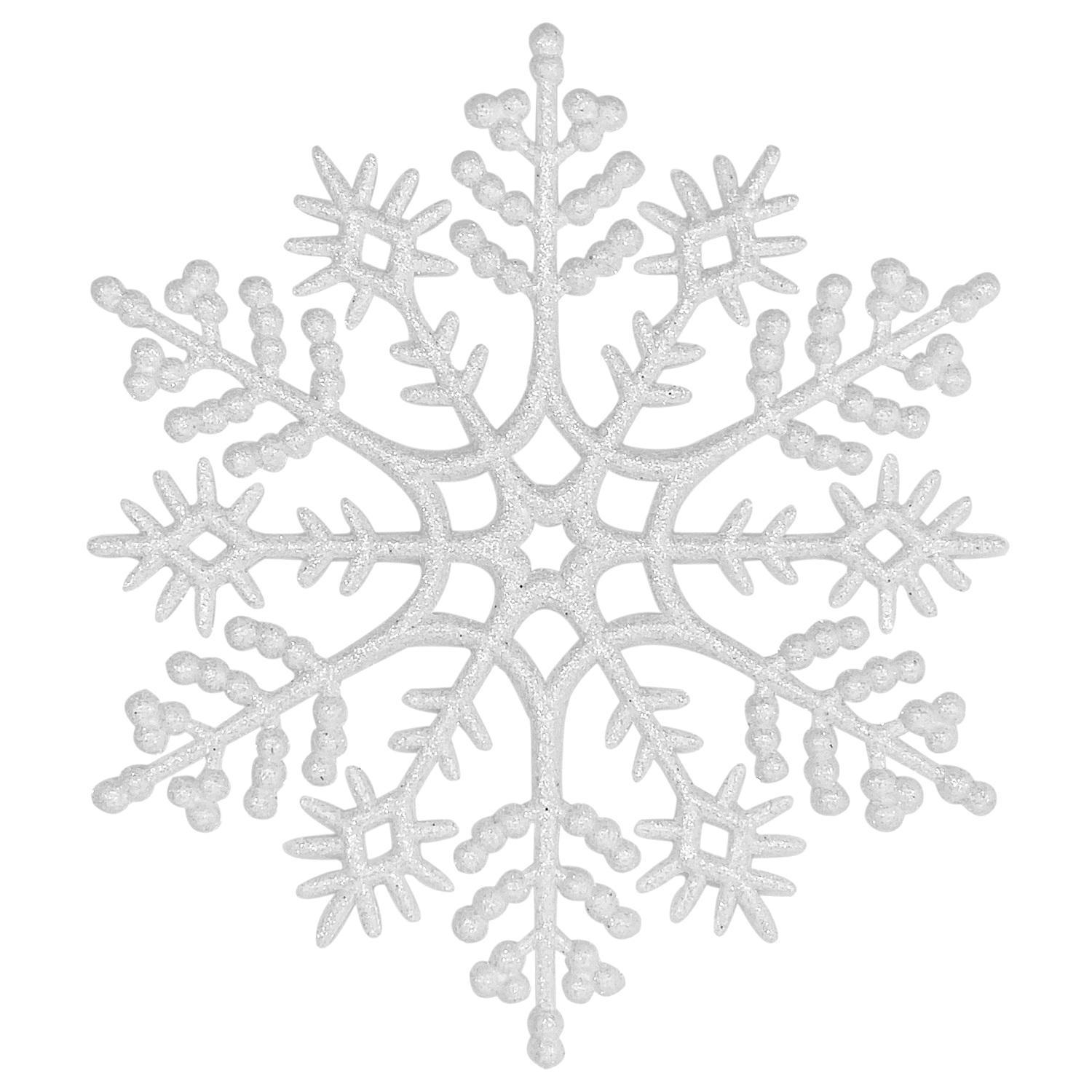 Декор Снежинка Классика эконом белая с блеском d12х0,3см
