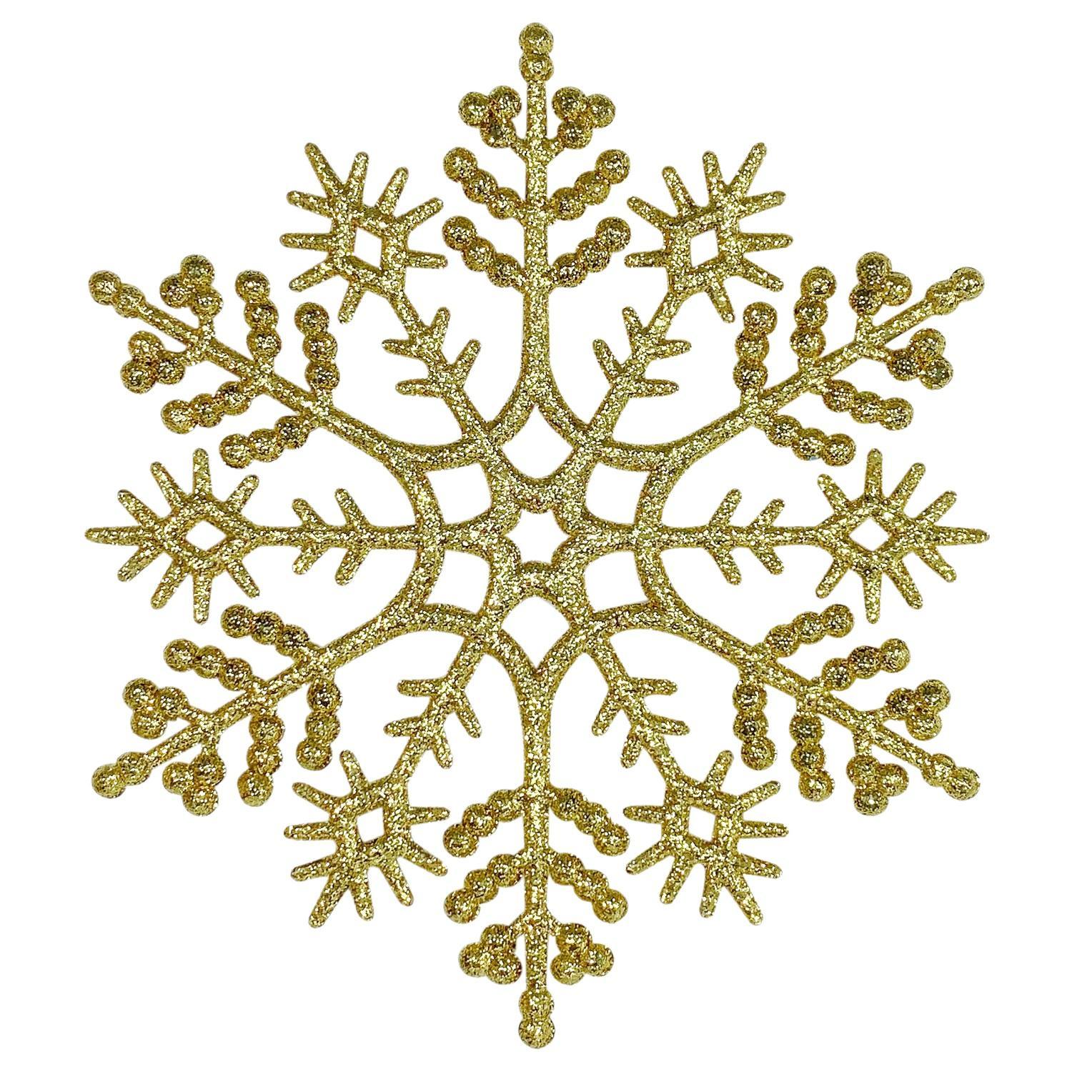 Декор Снежинка Классика эконом золотистая с блеском d12х0,3см
