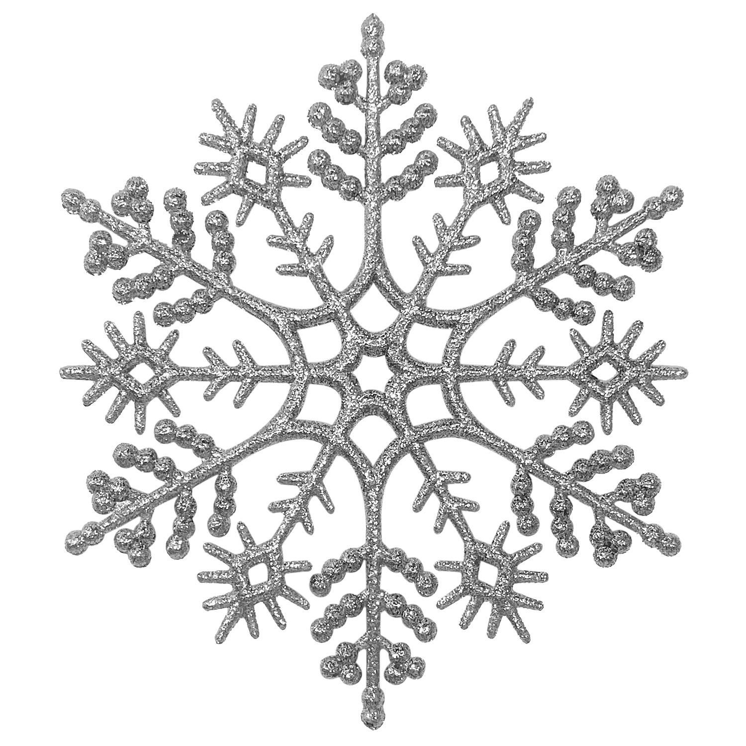 Декор Снежинка Классика эконом серебристая с бриллиантовым блеском d12х0,3см