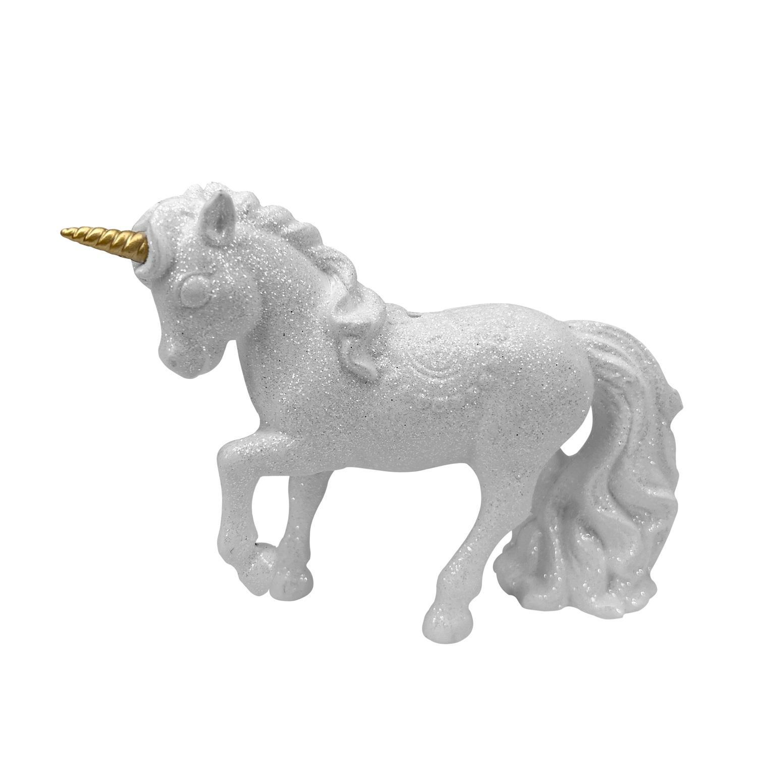 Декор Единорог белый с блеском 12,5х9х3см