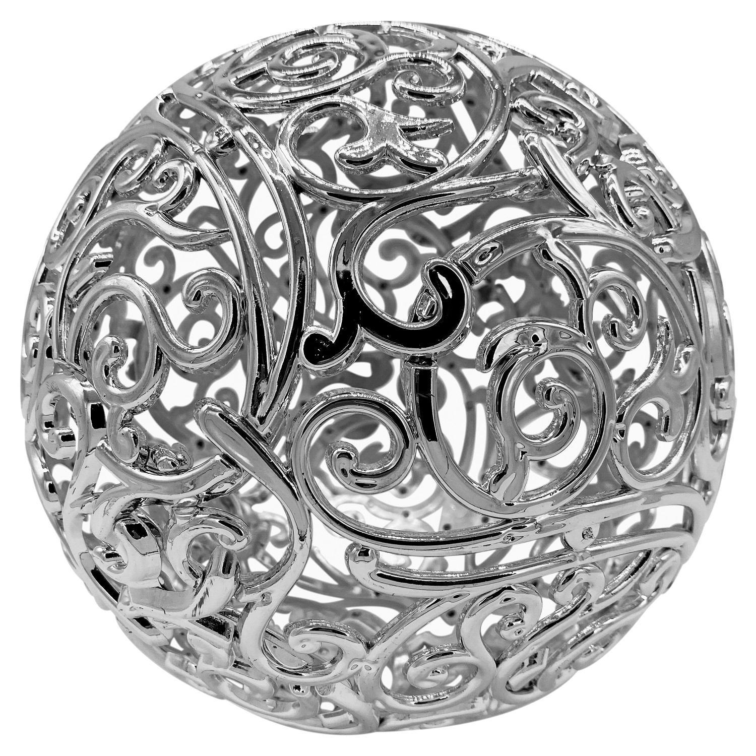 Шар ажурный серебристый глянцевый d20см