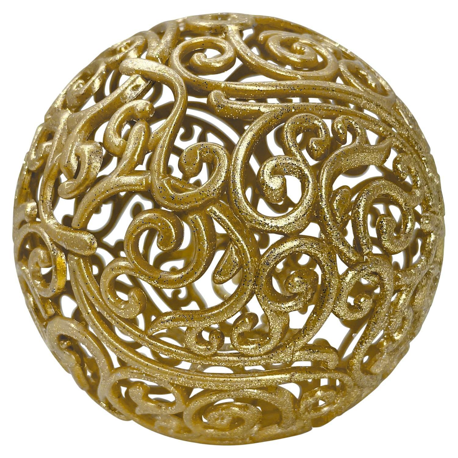 Шар ажурный золотистый с блеском d8см