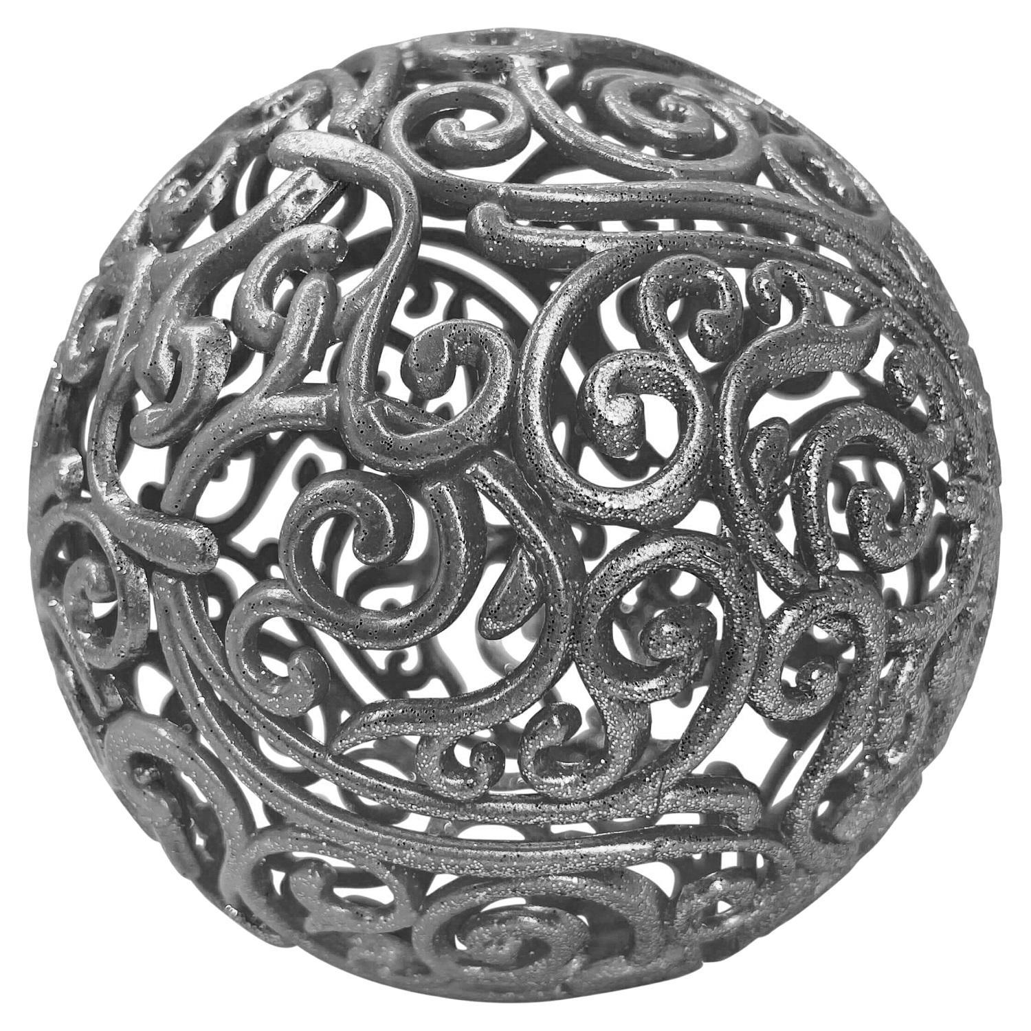 Шар ажурный серебристый с блеском d8см