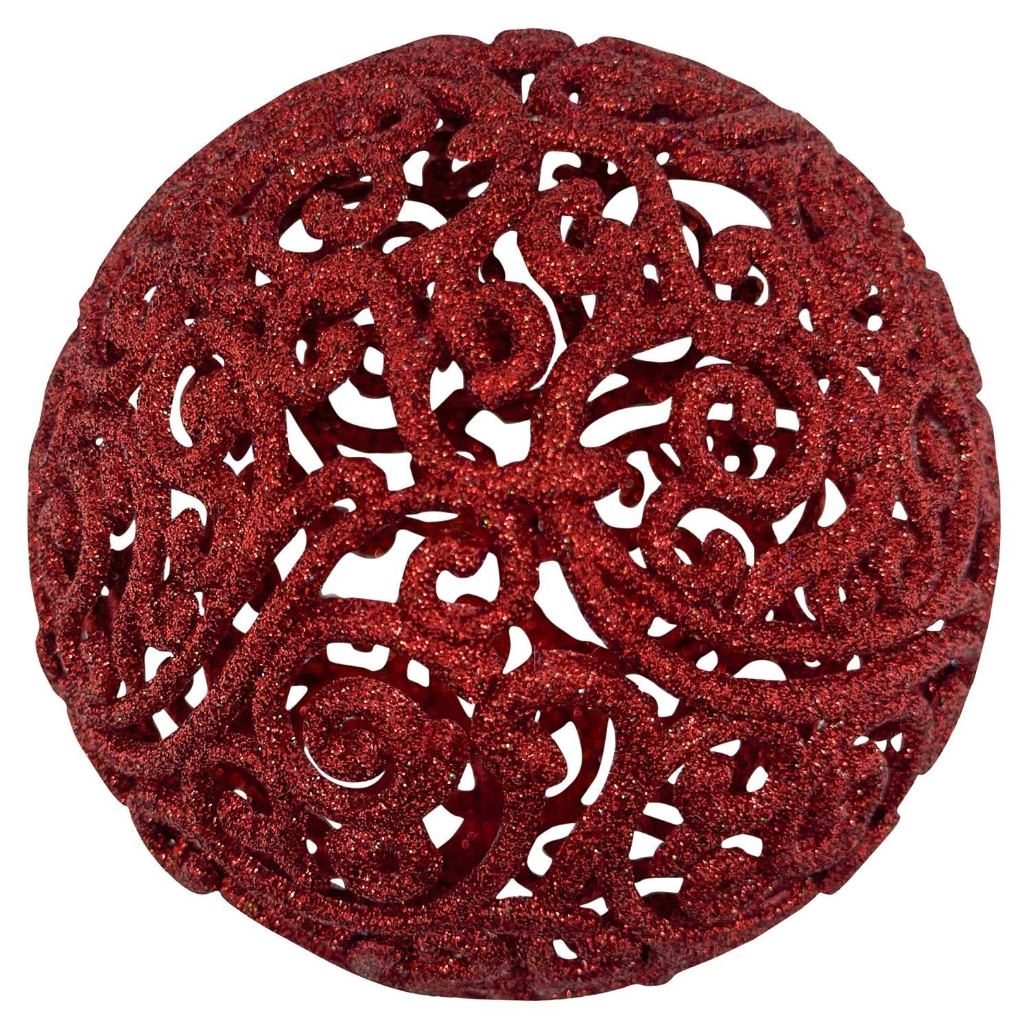Шар ажурный красный с блеском d8см
