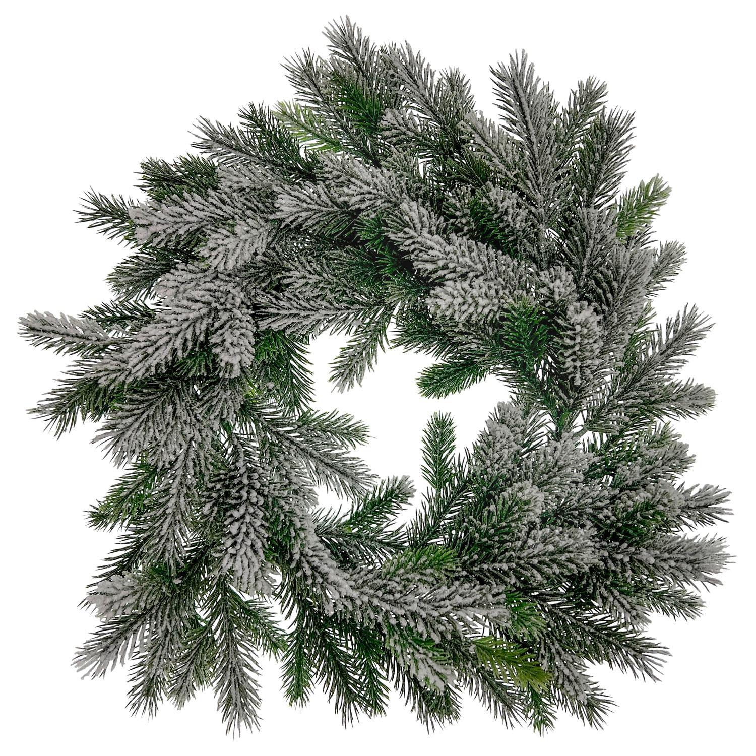 Венок еловый d45см зеленый заснеженный РЕ100%