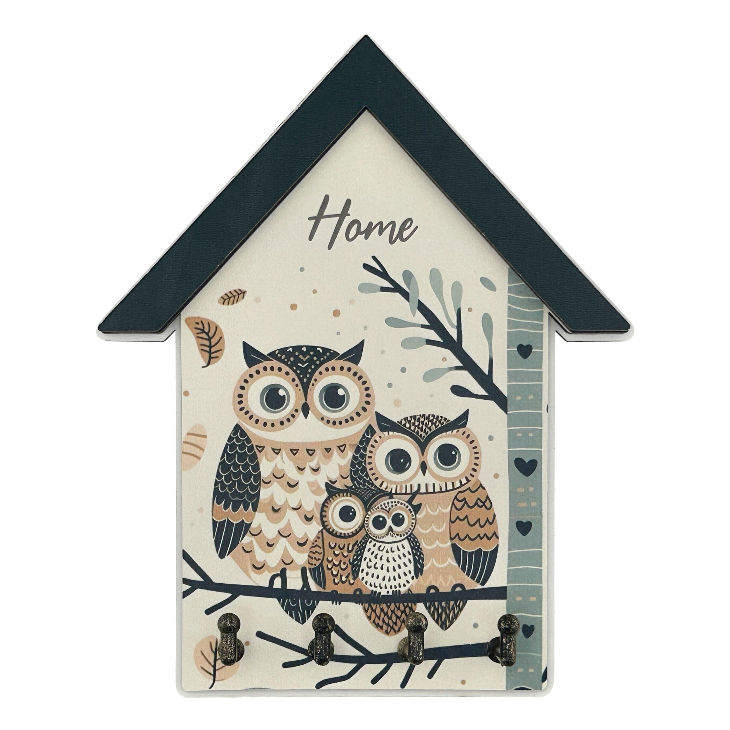 Ключница Совы с 4 крючками 15х28х2,8см