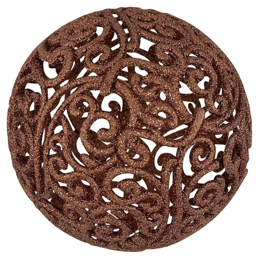 Шар ажурный шоколадного цвета с блеском d10см