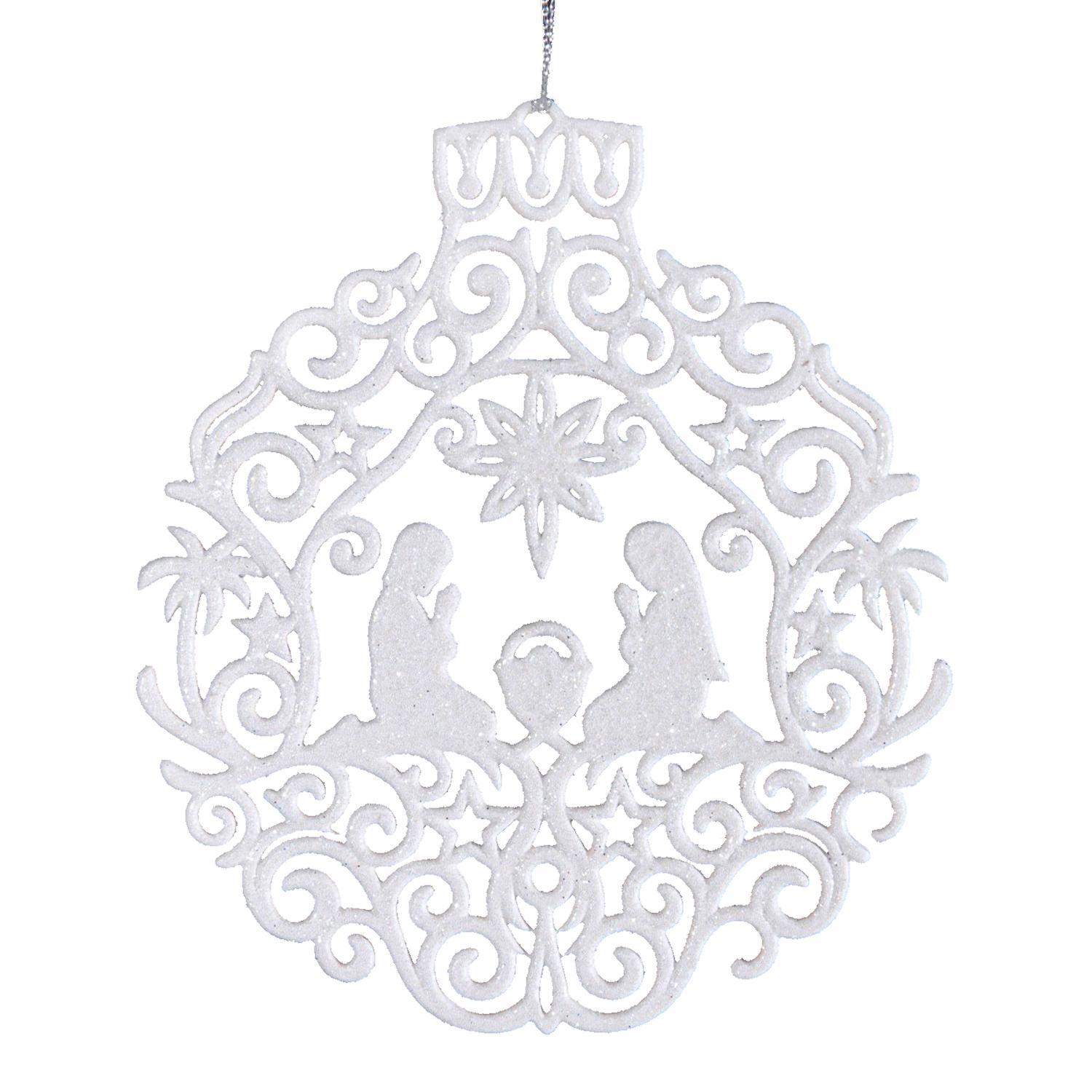 Декор Рождество 12см белый глиттер