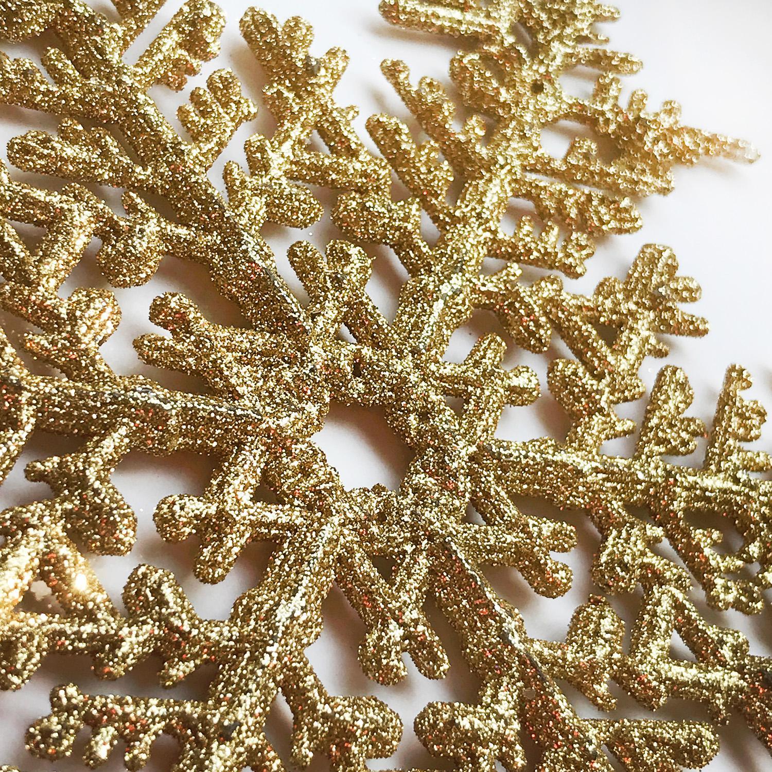 Декор Снежинка большая золотистая с блеском 20см