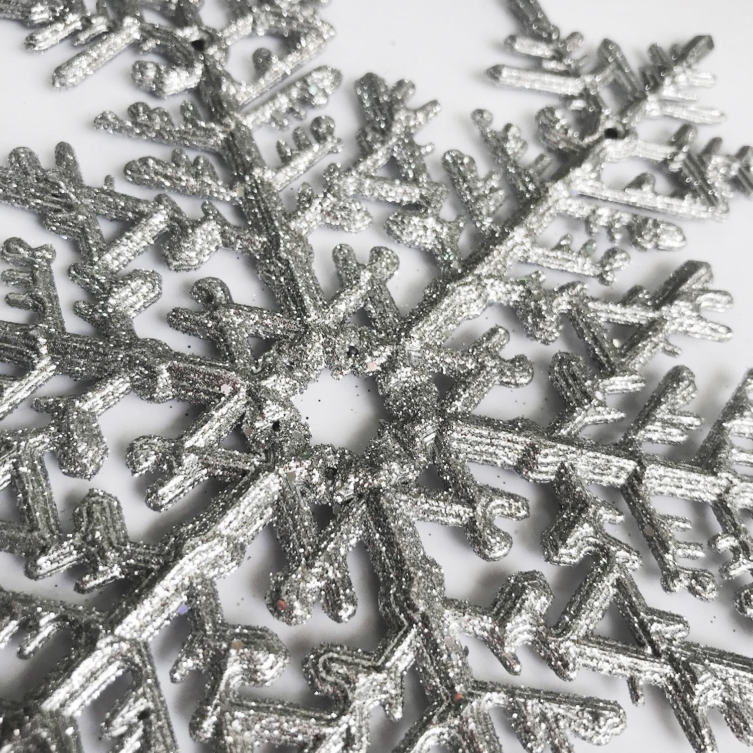 Декор Снежинка большая серебристая с радужным блеском 20см