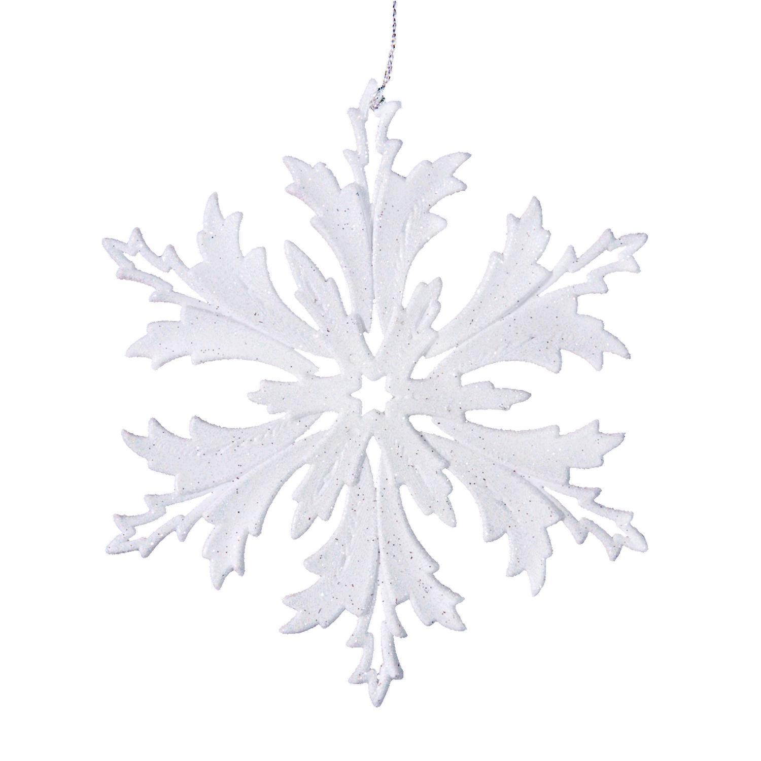 Декор Снежинка Морозко эконом белая с блеском 12см