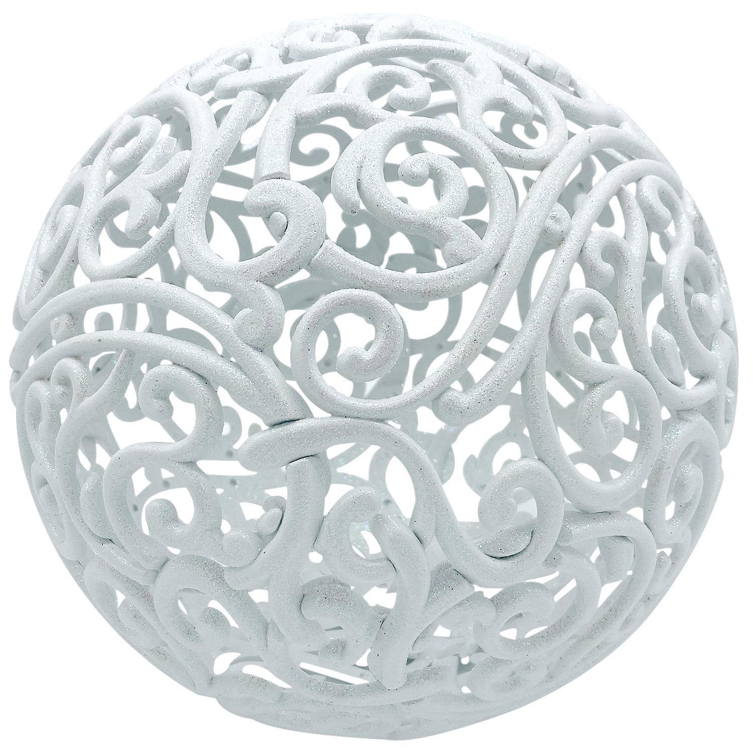 Шар ажурный белый с блеском d20см