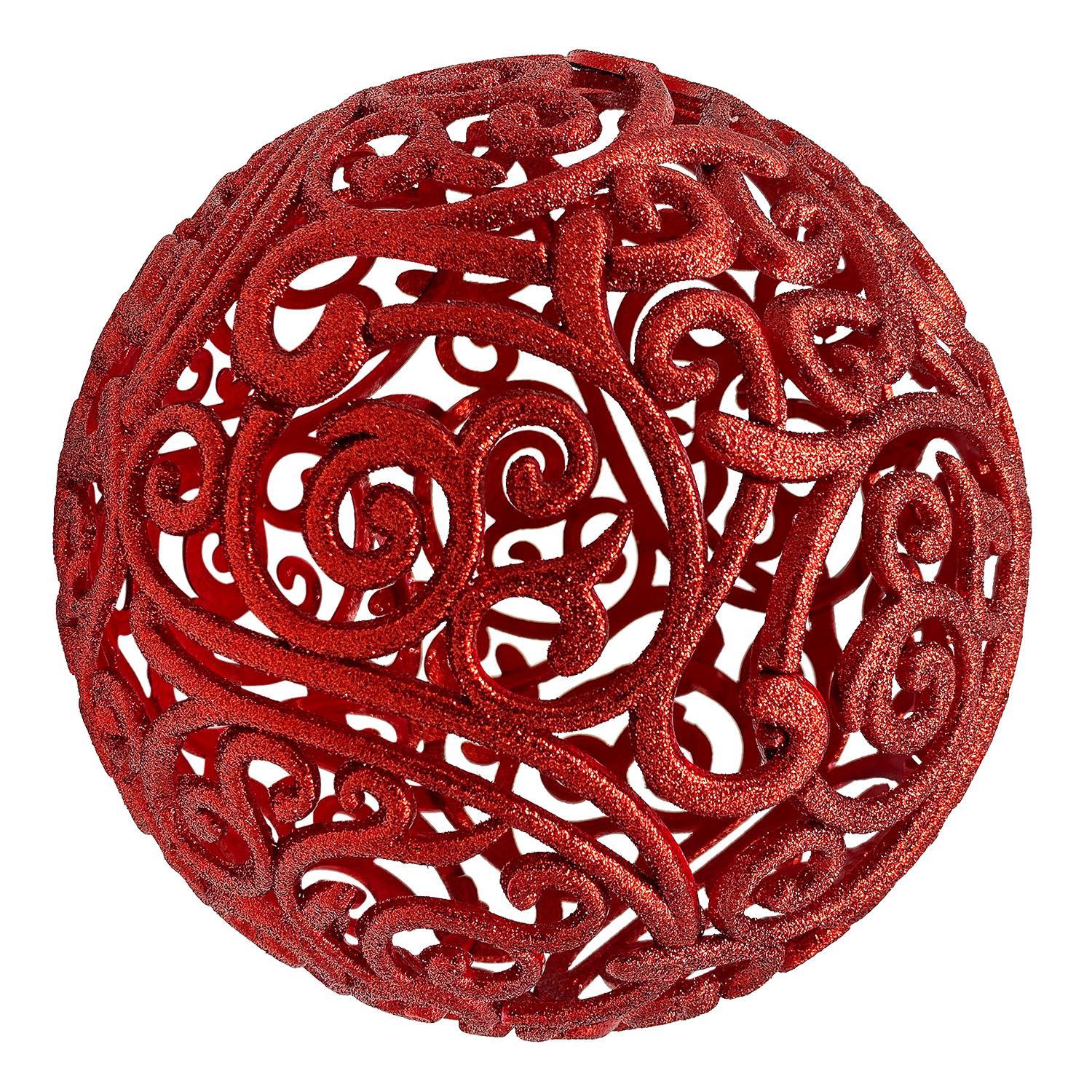 Шар ажурный красный с блеском d20см