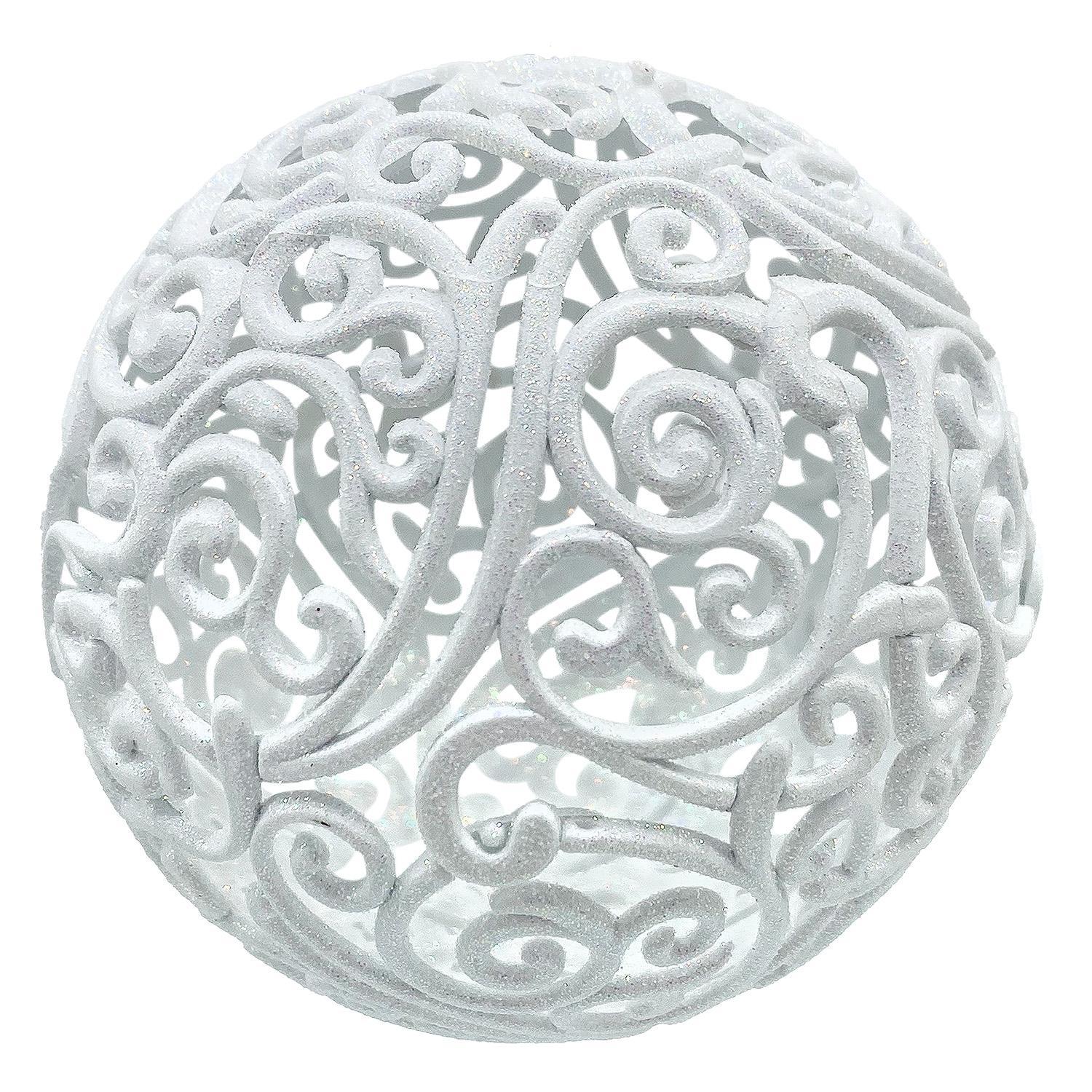 Шар ажурный белый с блеском d10см