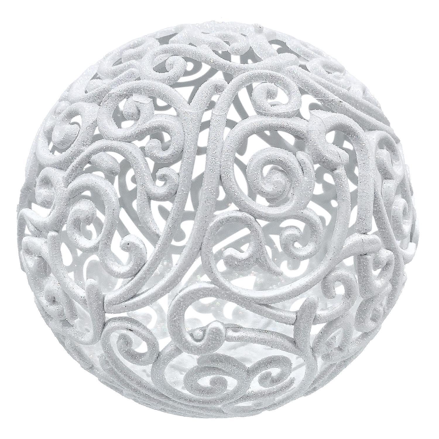 Шар ажурный белый с блеском d8см