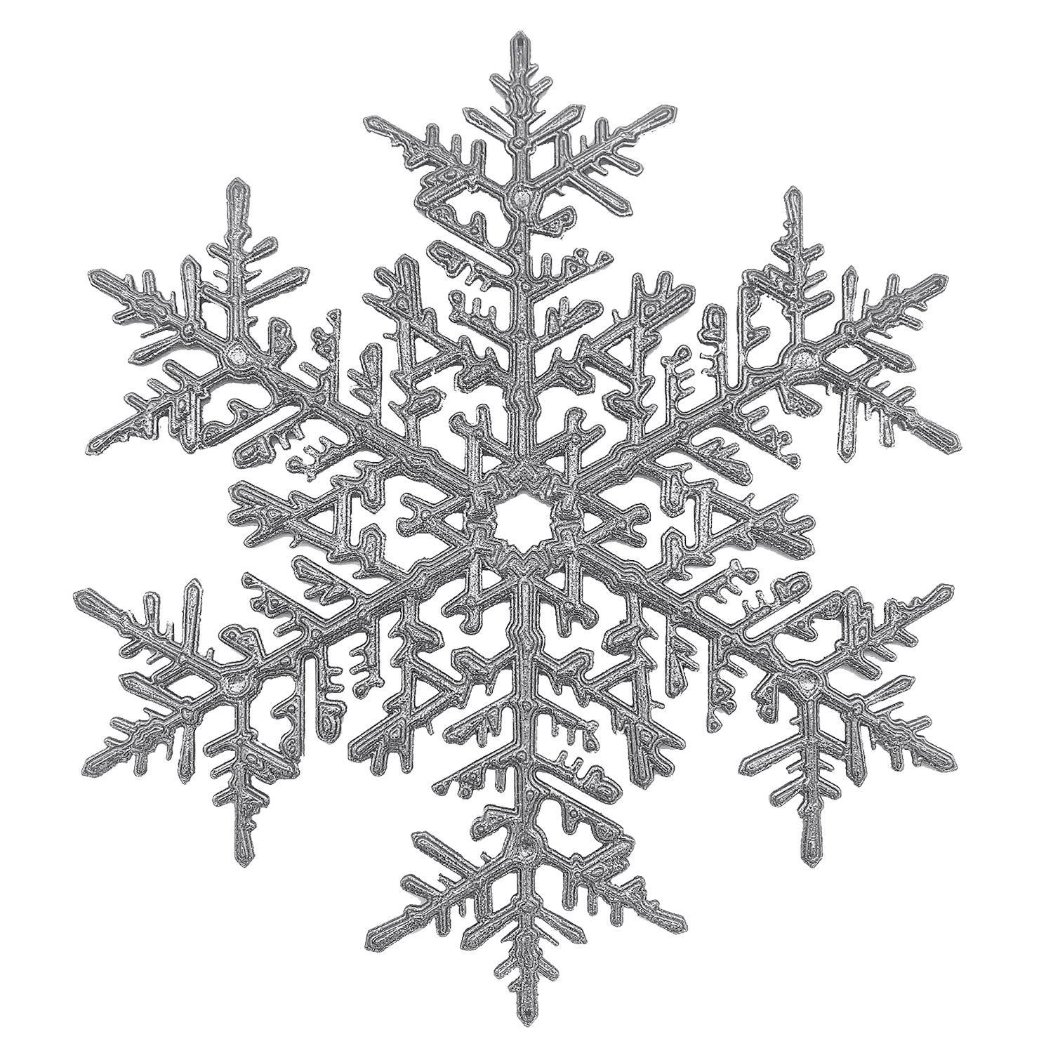 Декор Снежинка большая серебристая с блеском 20см
