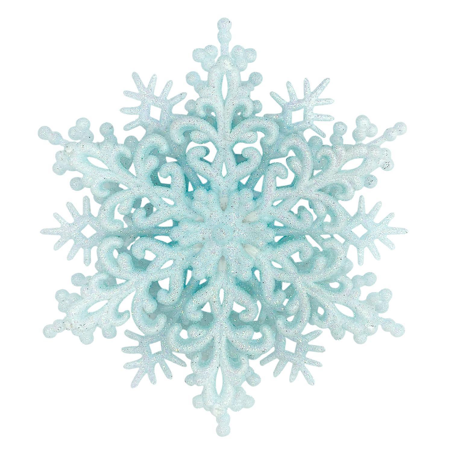 Декор Снежинка Классика объемная голубая с блеском d12см х 4см