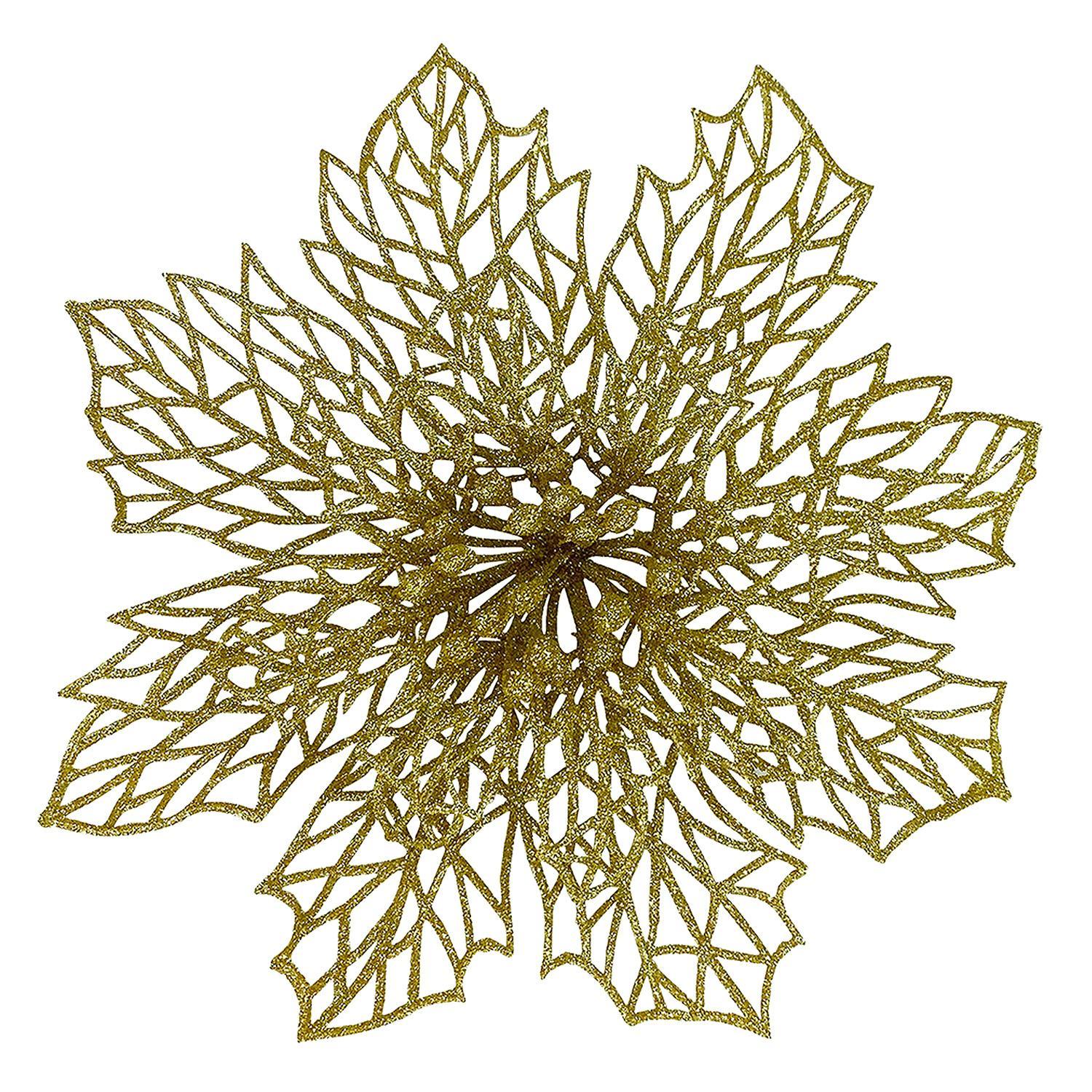 Декор Рождественник золотистый с блеском 12см